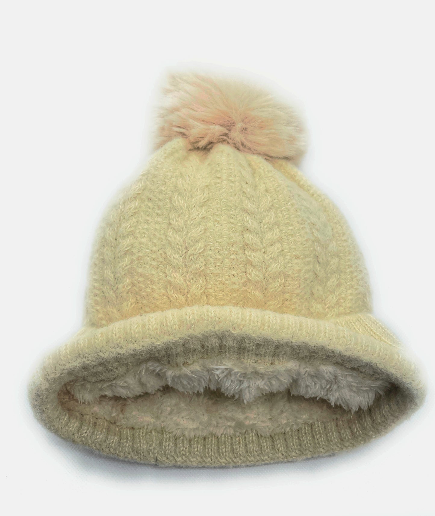 Gorro de Invierno mujer, de lana y felpa grueso con pompón