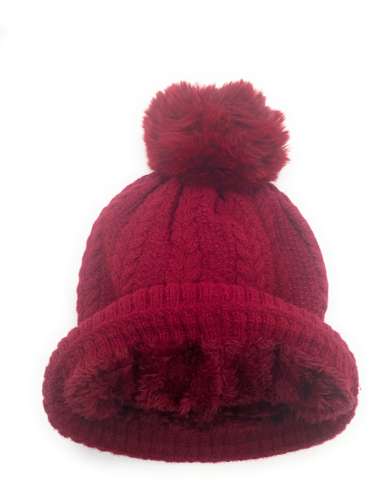 Gorro de Invierno mujer, de lana y felpa grueso con pompón