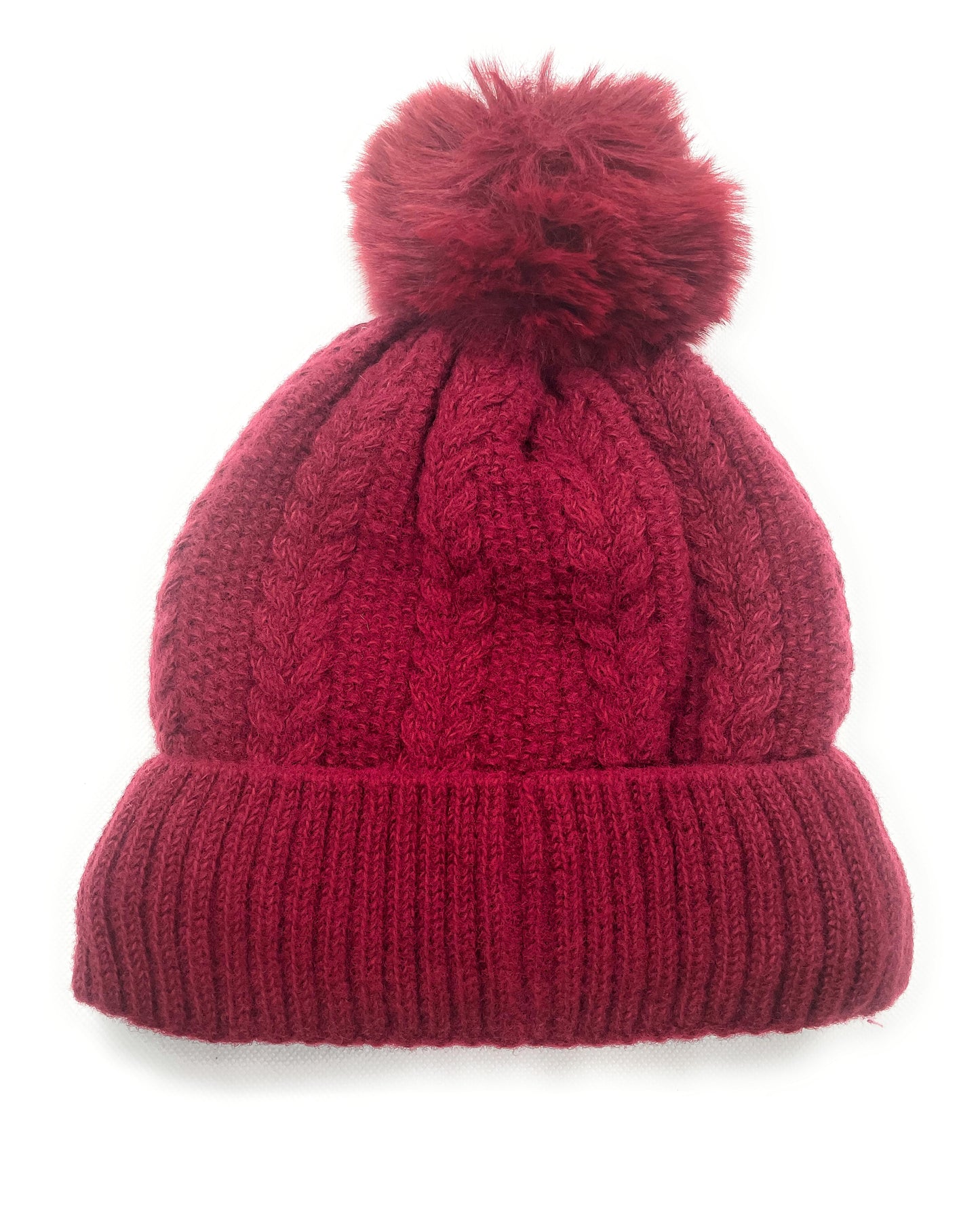 Gorro de Invierno mujer, de lana y felpa grueso con pompón